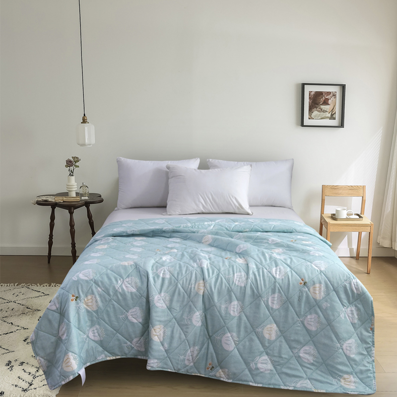 紫韵春田花语防螨被S 150*200CM（单位：床） 尼加拉蓝 150*200